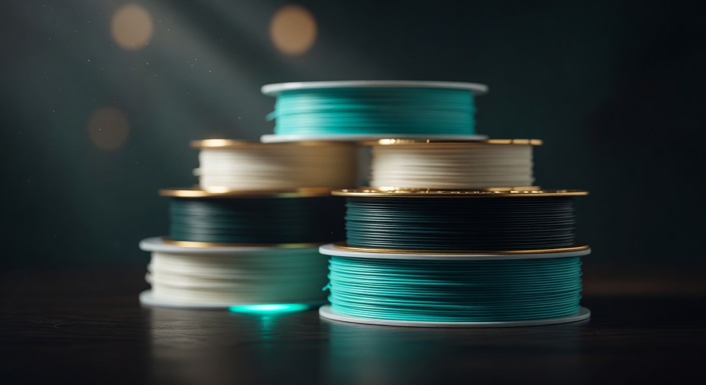 Premium-Filament-Spulen in Türkis und Creme — Lindens 3D Werkstatt