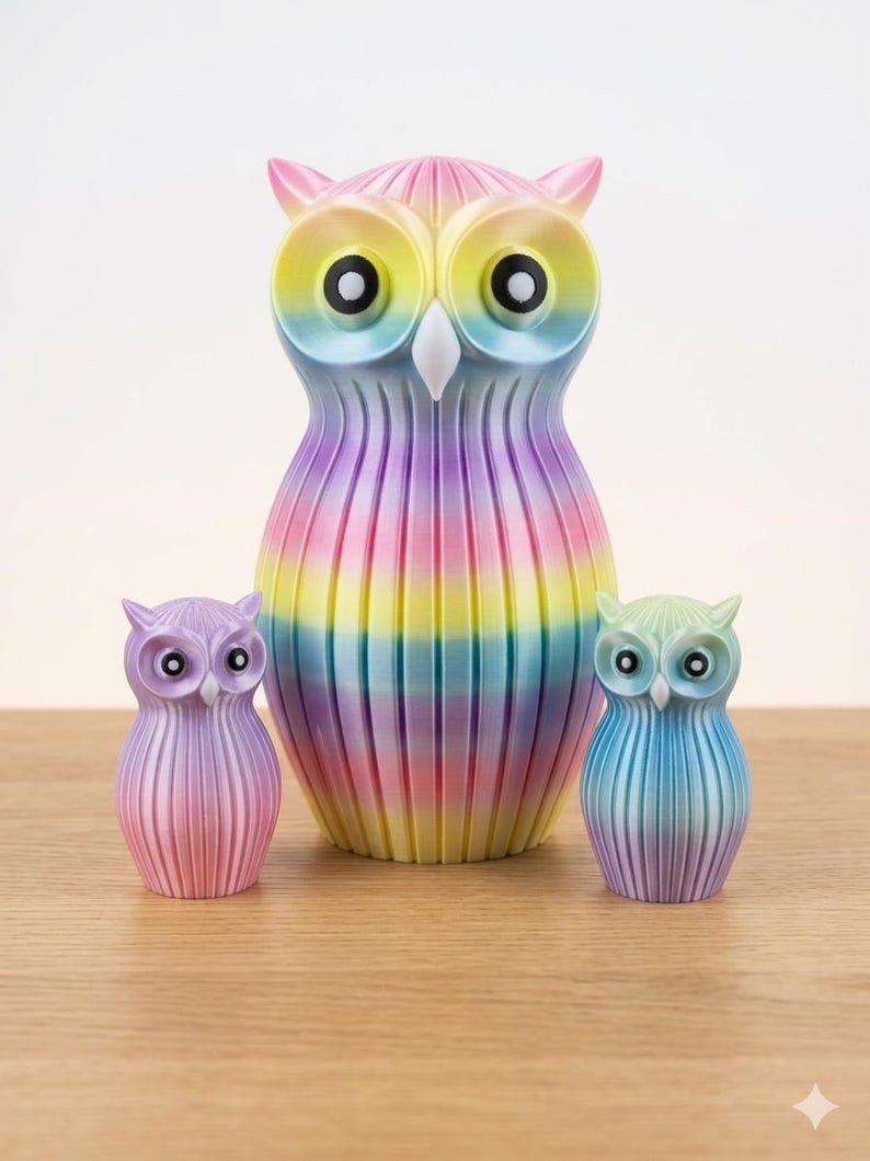 3D Druck Eule Regenbogen Handgefertigte…